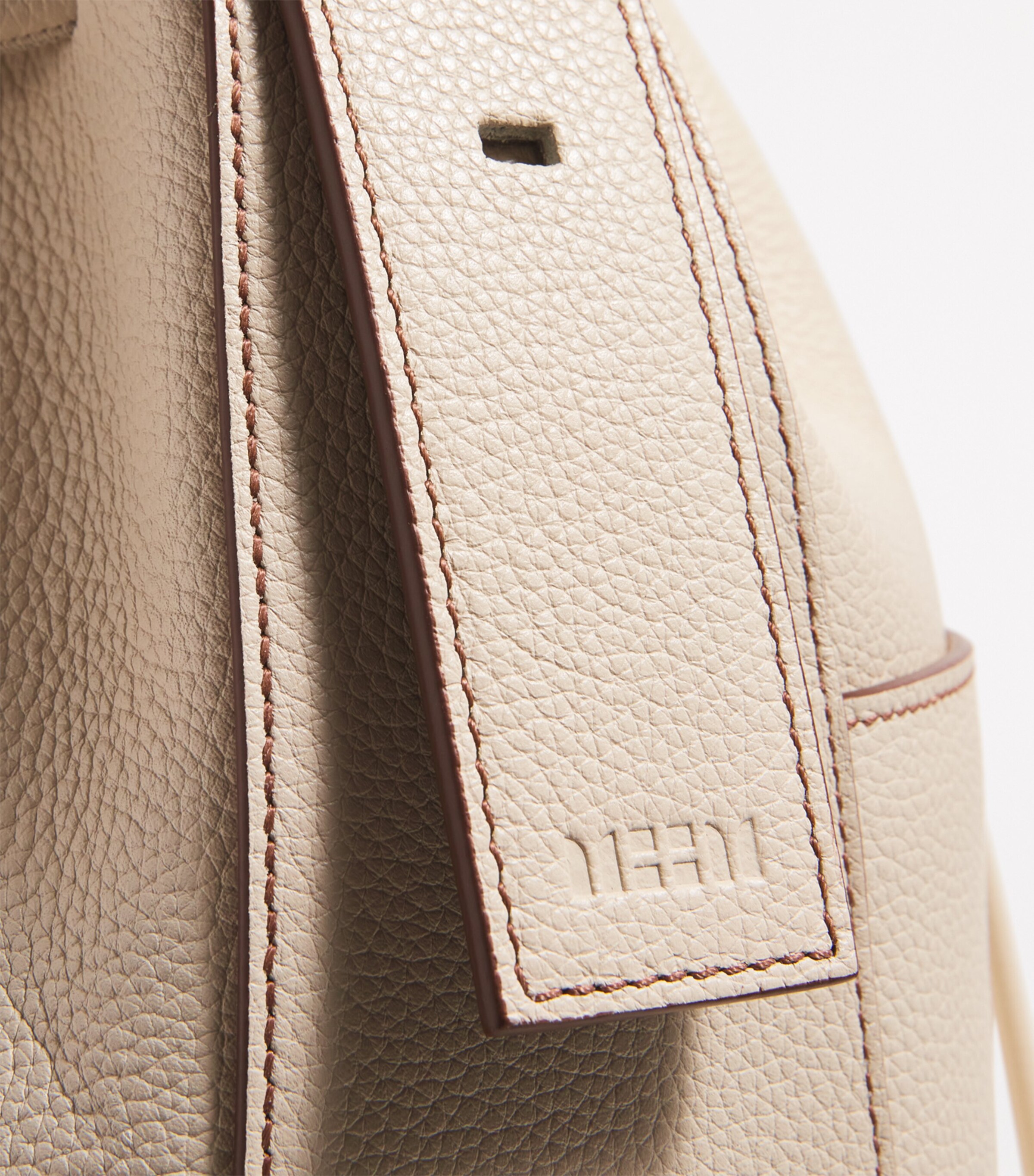 Leather Drawstring Bucket Bag BUTTERMILK Image 6