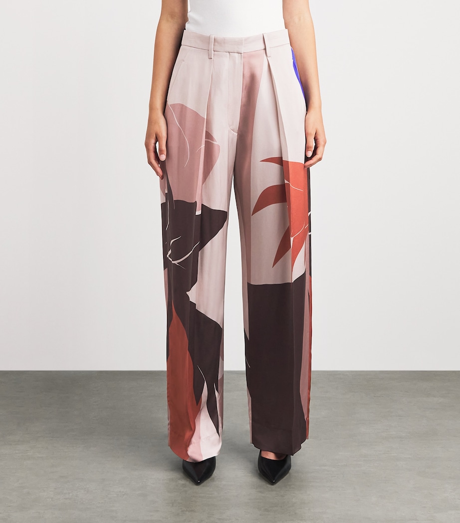 Victoria Beckham Womens Satin Cecilia Wide-Leg Trousers Abstract Earth Beige Image 4