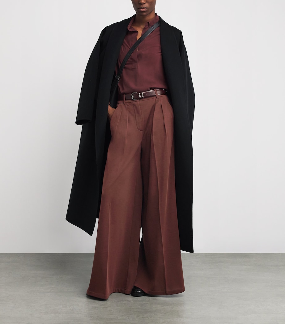 Wool Jersey Palazzo Trousers CHERRY Image 2
