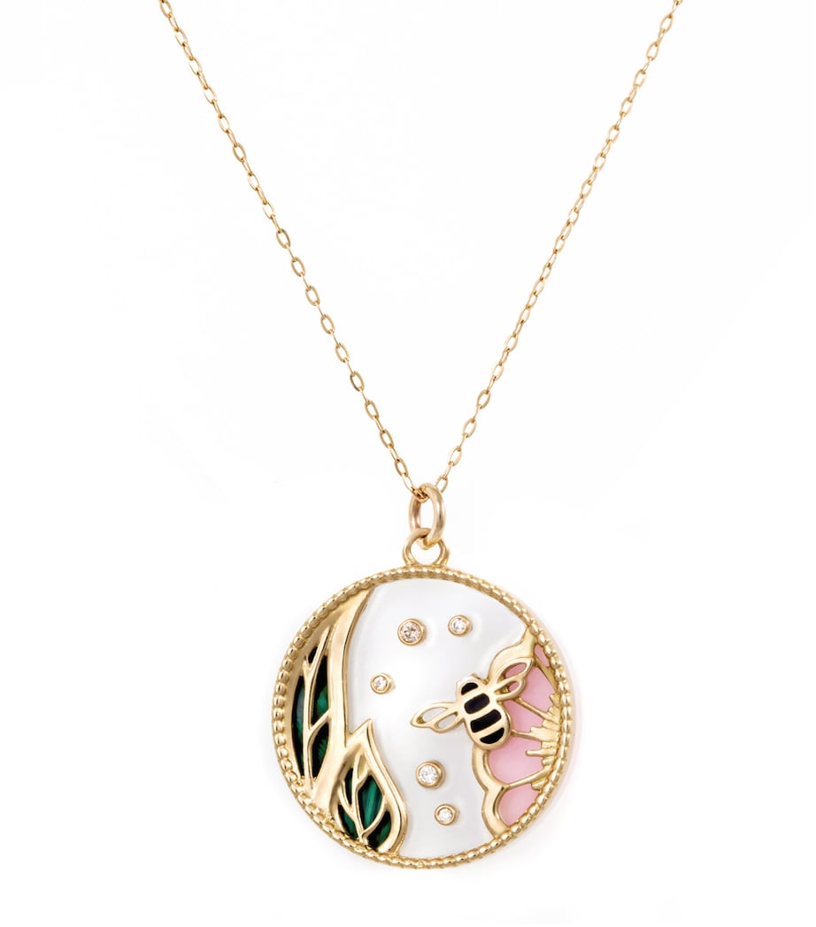 L'ATELIER NAWBAR Yellow Gold and Diamond Love Spring Pendant Necklace White Image 1