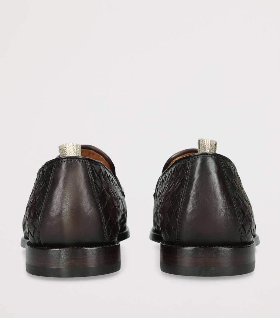 Officine Creative Mens Leather Woven Opera Loafers Brown Image 2