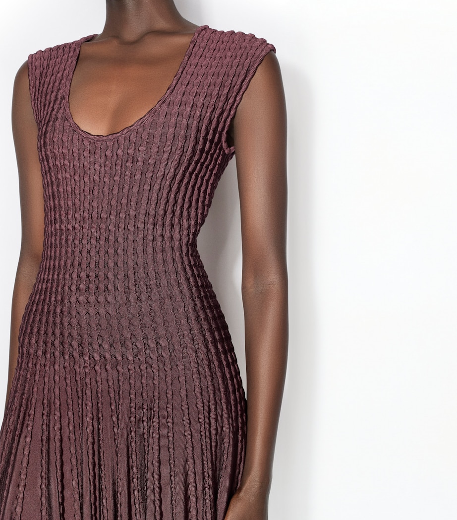 Alaïa Womens Pleated Midi Dress Bordeaux Image 4