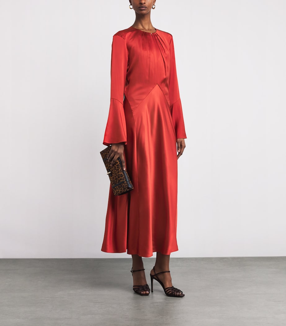 Silk-Blend Ezri Midi Dress R0009 CARNELIAN RED Image 2