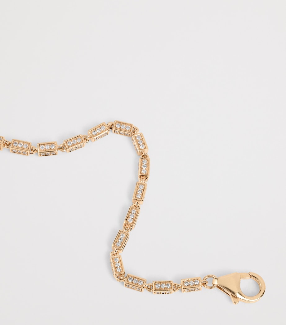 Small Rose Gold and Diamond Block-Chain Bracelet 18K RG/WD Image 4
