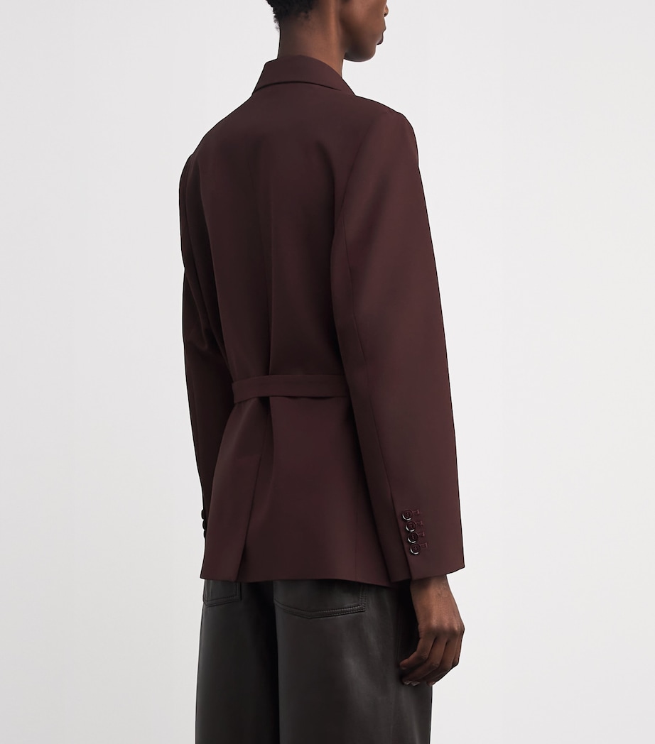 Wool-Blend Belted Blazer BURGUNDY Image 4