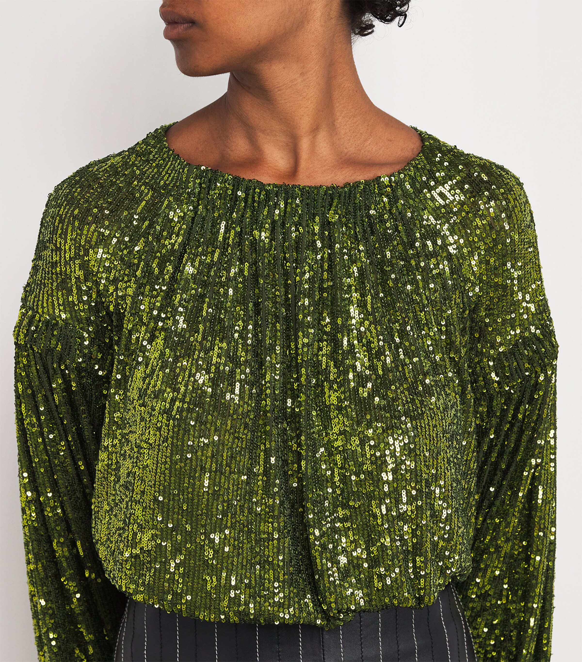 Draped Sequin Top P055 BEETLE GREEN Image 6