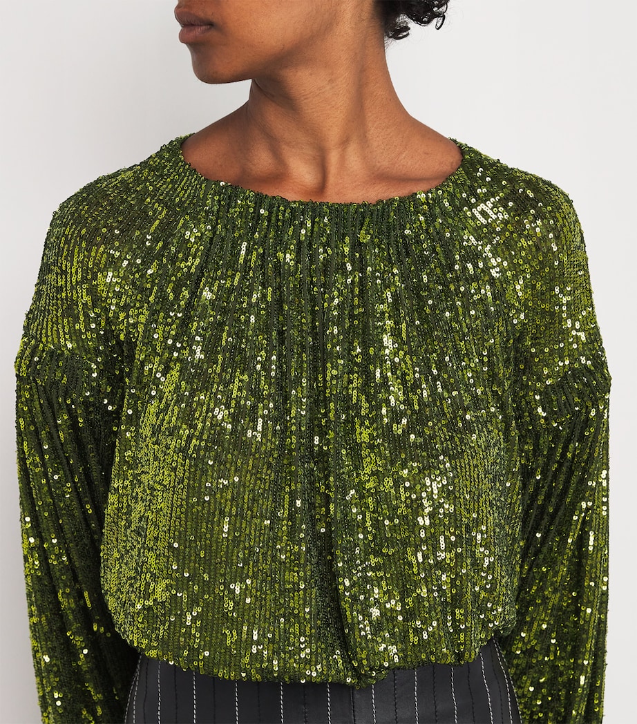Draped Sequin Top P055 BEETLE GREEN Image 6