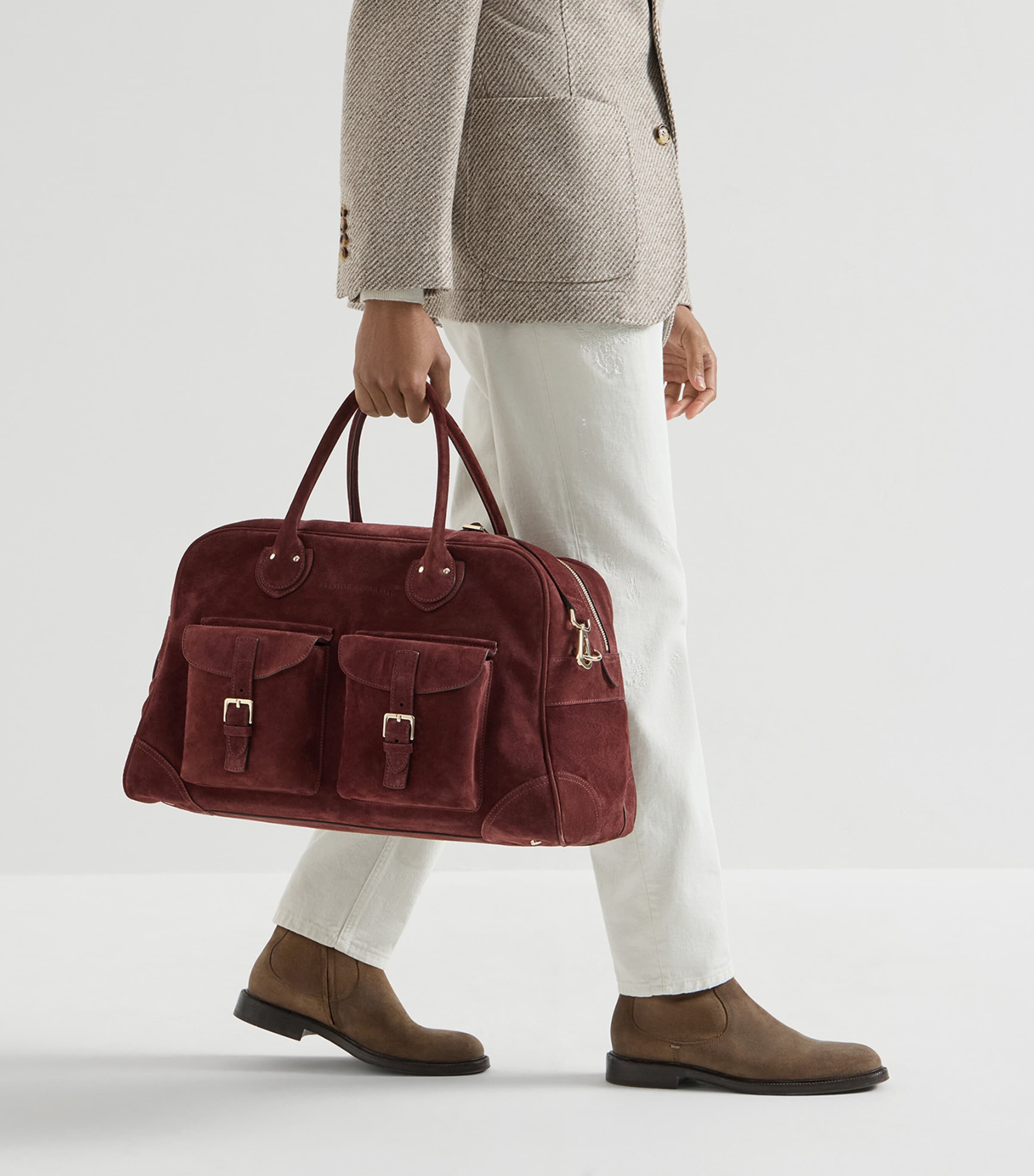 Brunello Cucinelli Suede Travel Holdall Bag Image 4