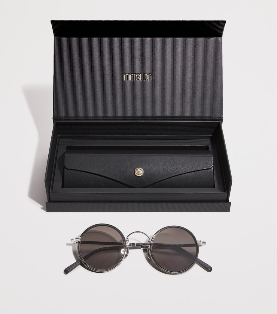 Matsuda M3100 Round Sunglasses Pldm Wht Mat Blk Gry Image 4