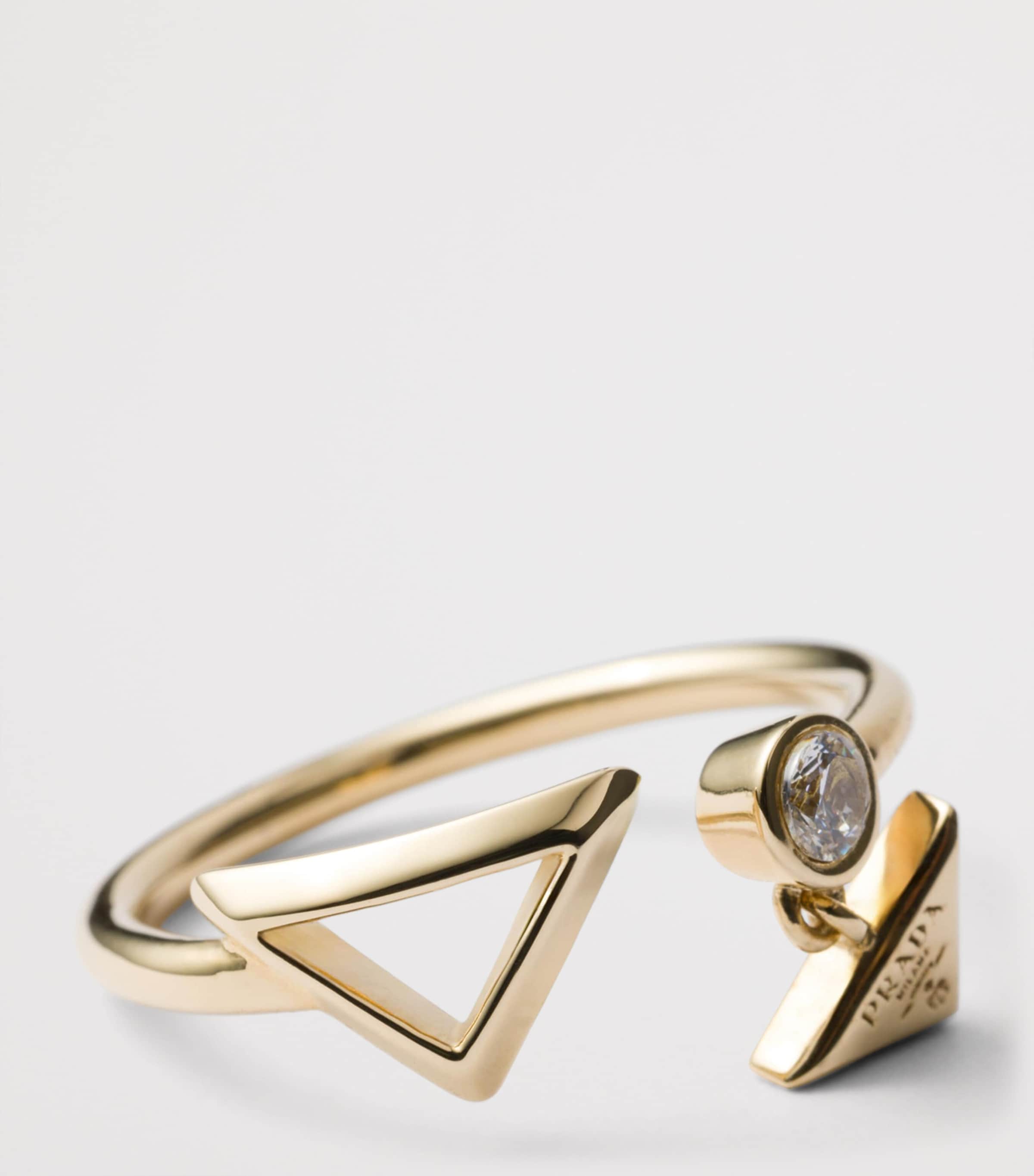 Prada Embellished Triangle Charm Ring Gold/silver Image 2
