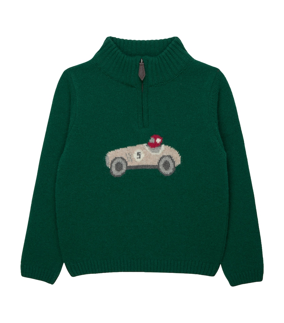 Trotters Wool-Blend Half-Zip Henry Sweater (6-11 Years) Green Image 1