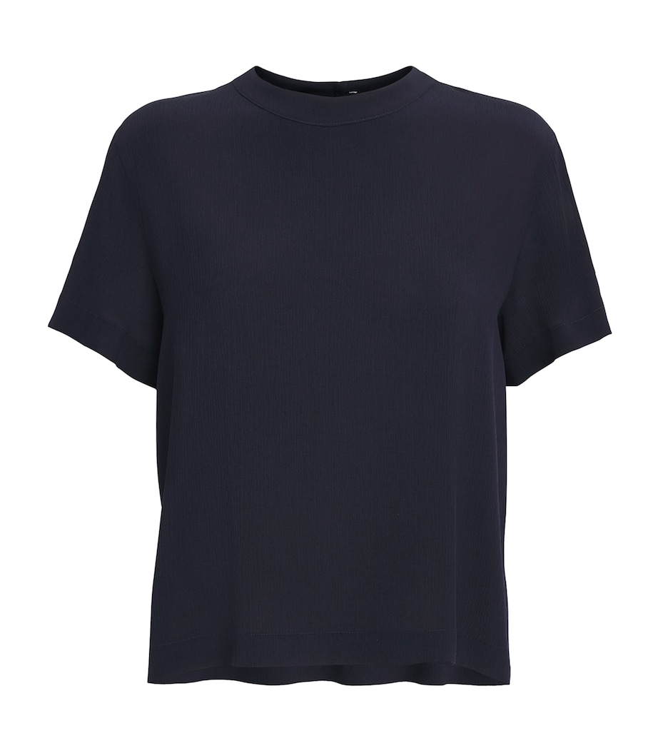 NOMADISSEM Womens Silk Shirred Top Dark Navy Image 1