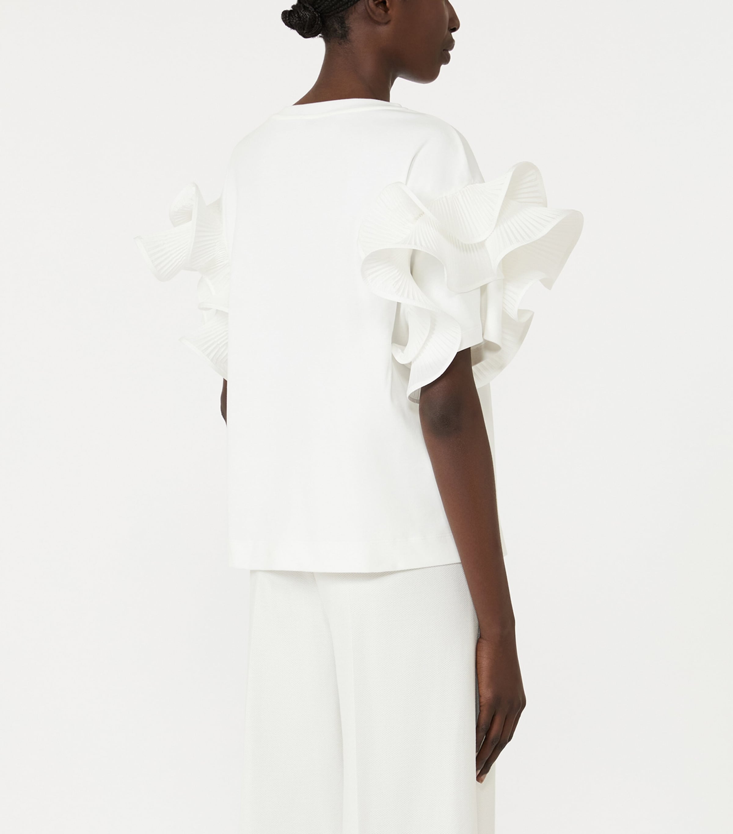 Max Mara Womens Cotton Jersey Ruffle T-Shirt White Image 4