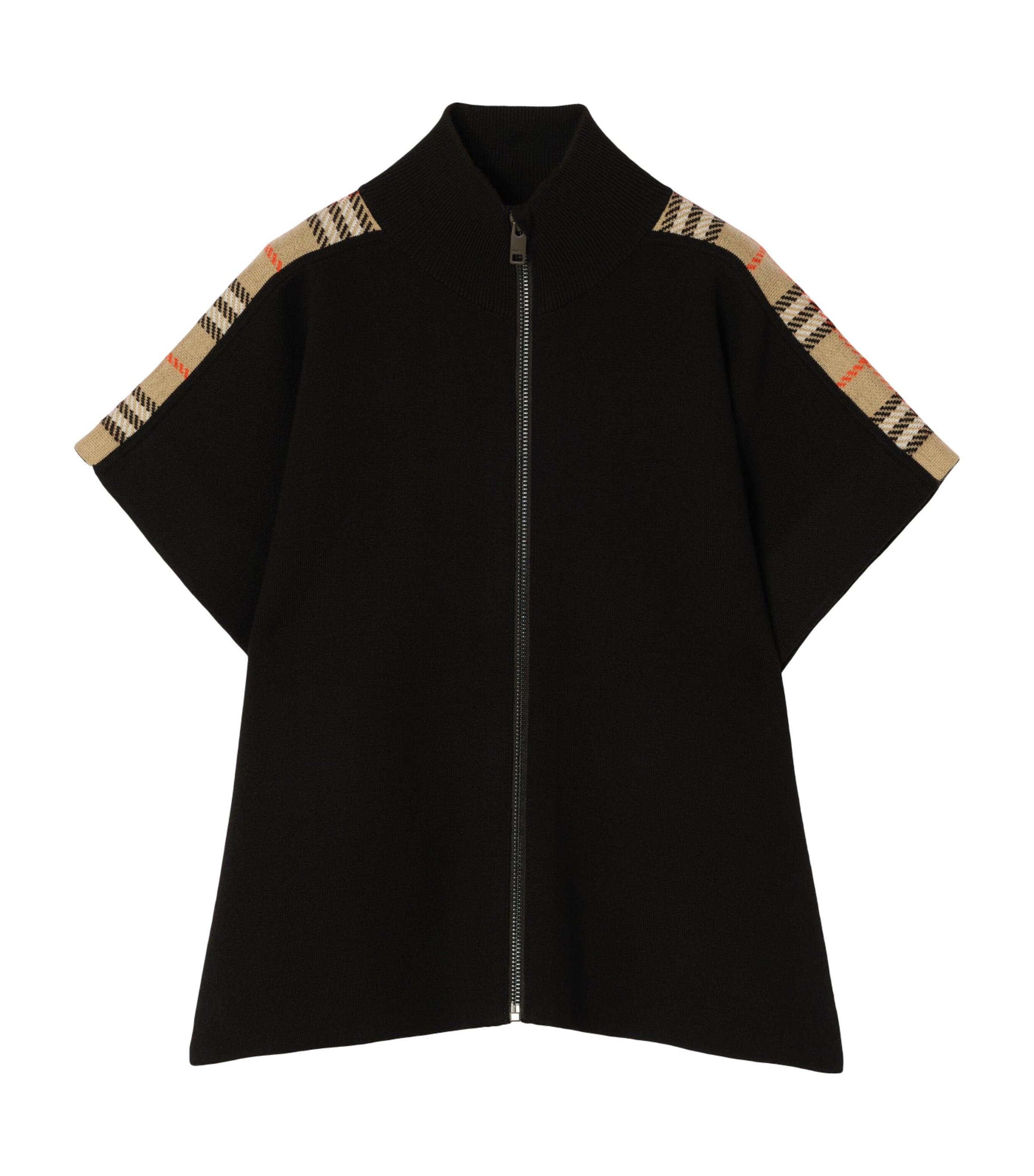 Burberry Kids Wool-Blend Check Cape Black Ip Check Image 1