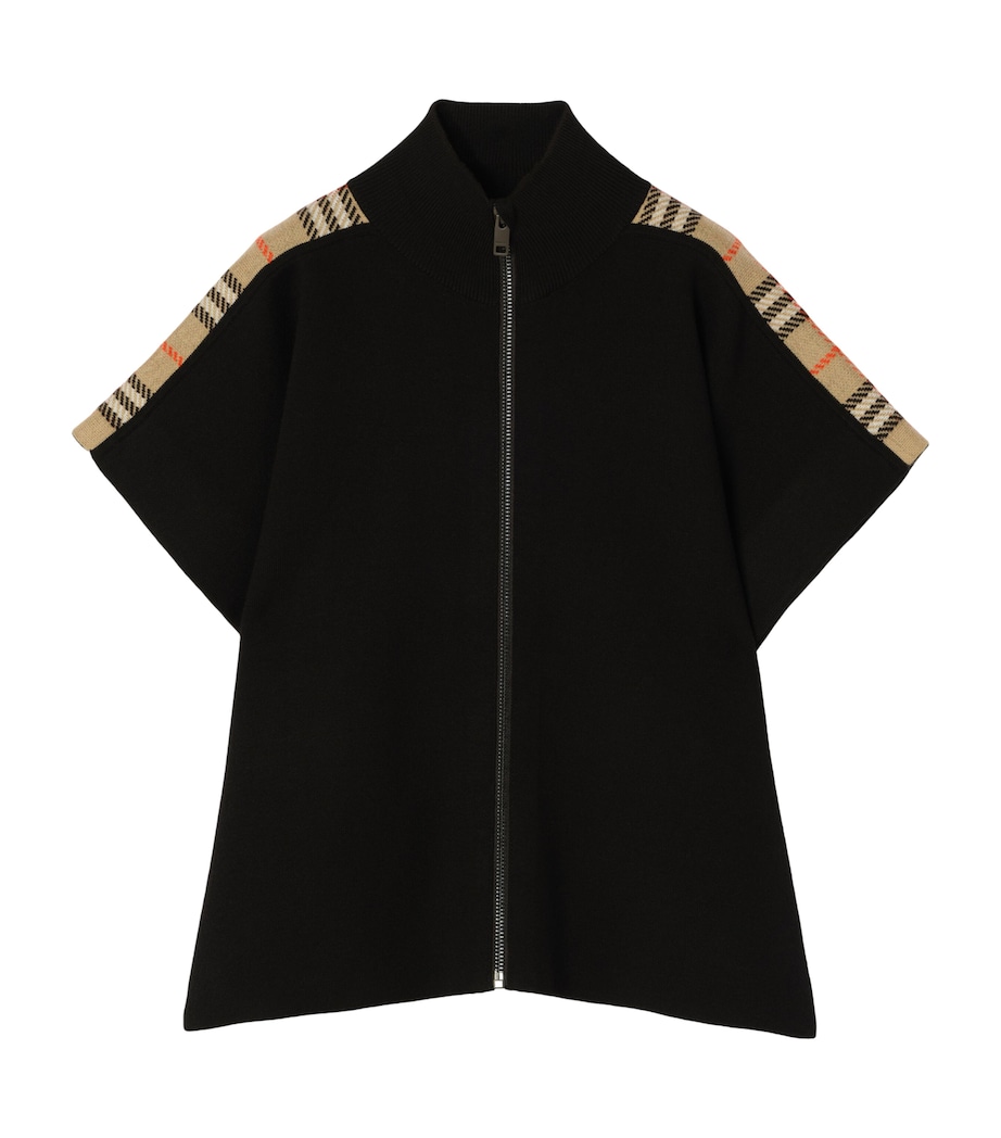 Burberry Kids Wool-Blend Check Cape Black Ip Check Image 1