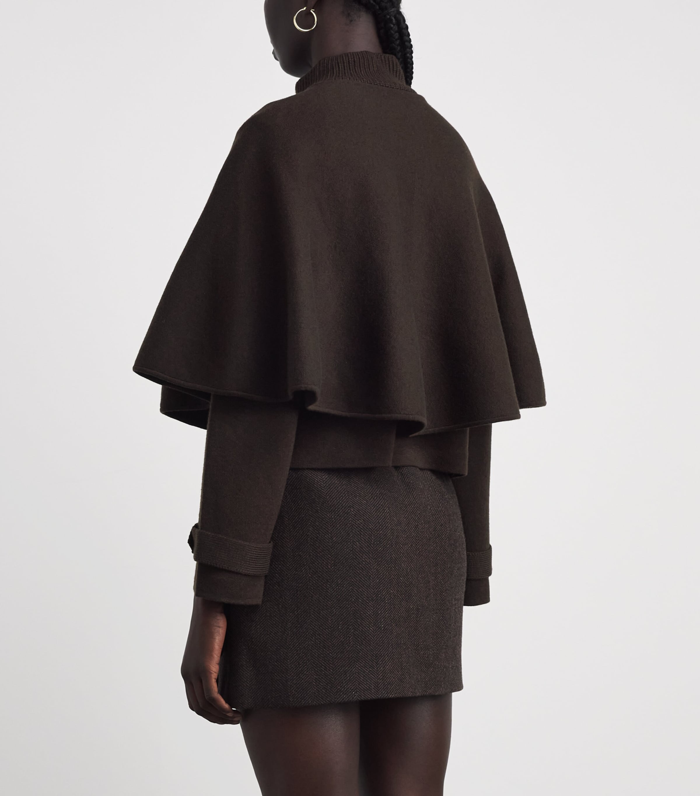Maje Womens Cape-Effect Cardigan Dark Brown Image 5