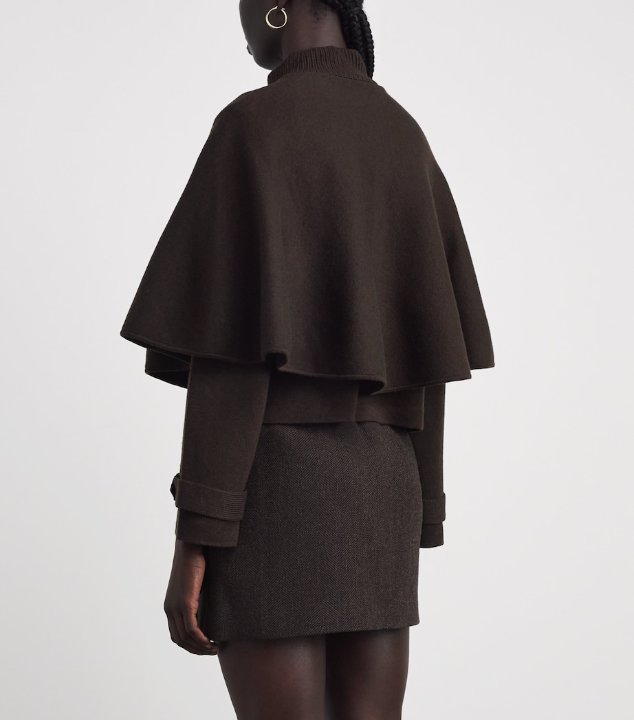 Maje Womens Cape-Effect Cardigan Dark Brown Image 5