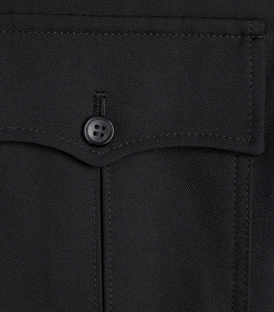 Wool Pocketed Straight Trousers BLACK Image 5
