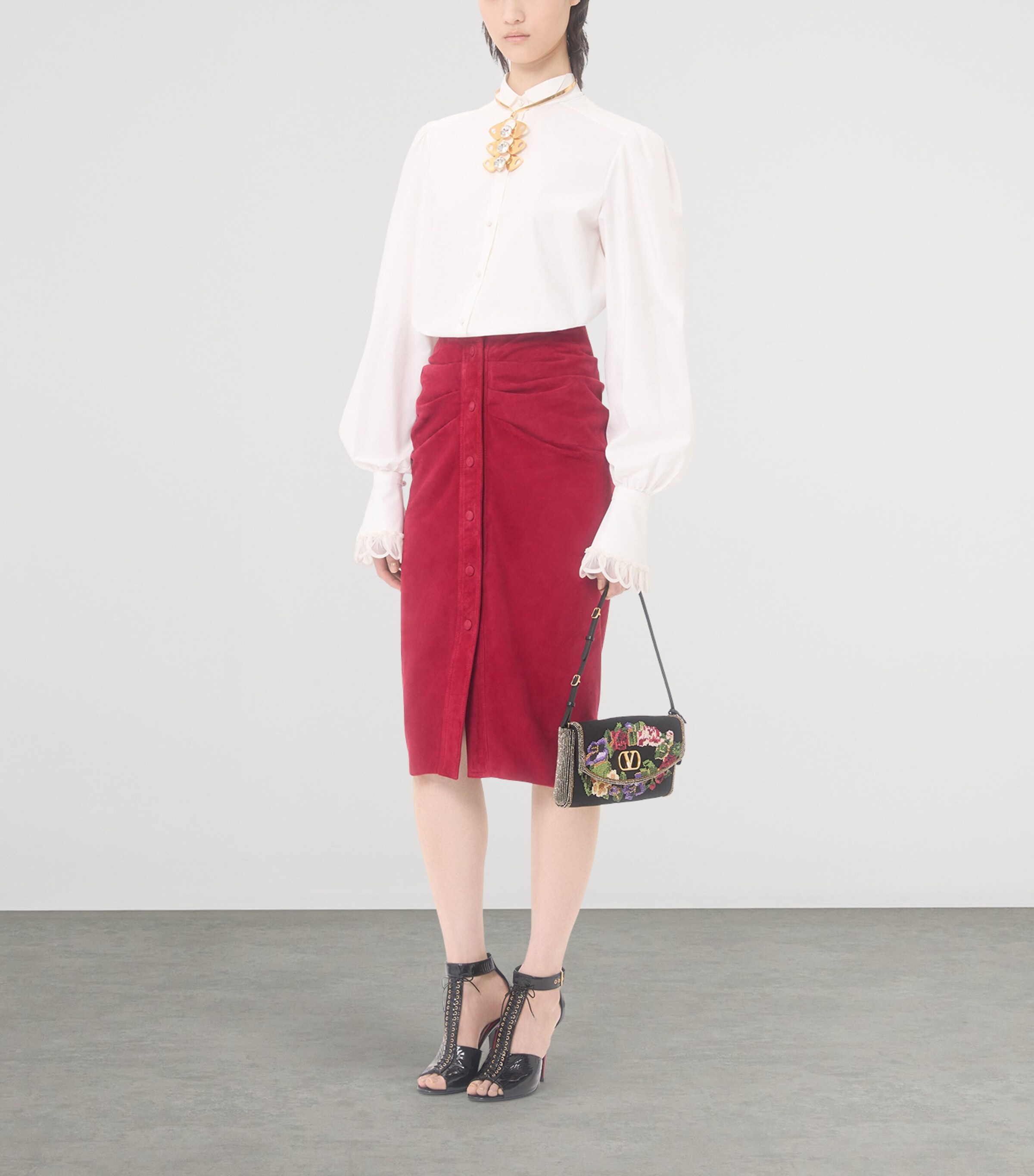 Valentino Womens Cotton Scalloped-Cuff Shirt Image 5