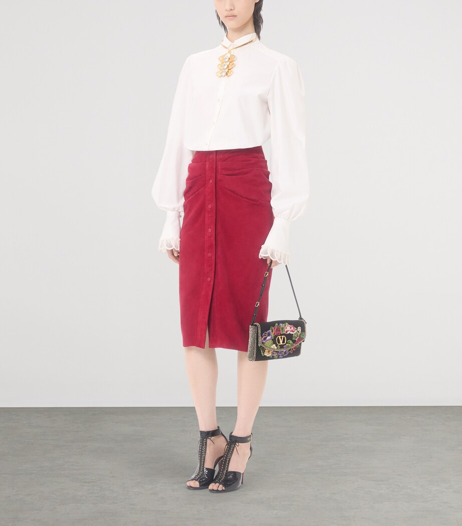 Valentino Womens Cotton Scalloped-Cuff Shirt Image 5