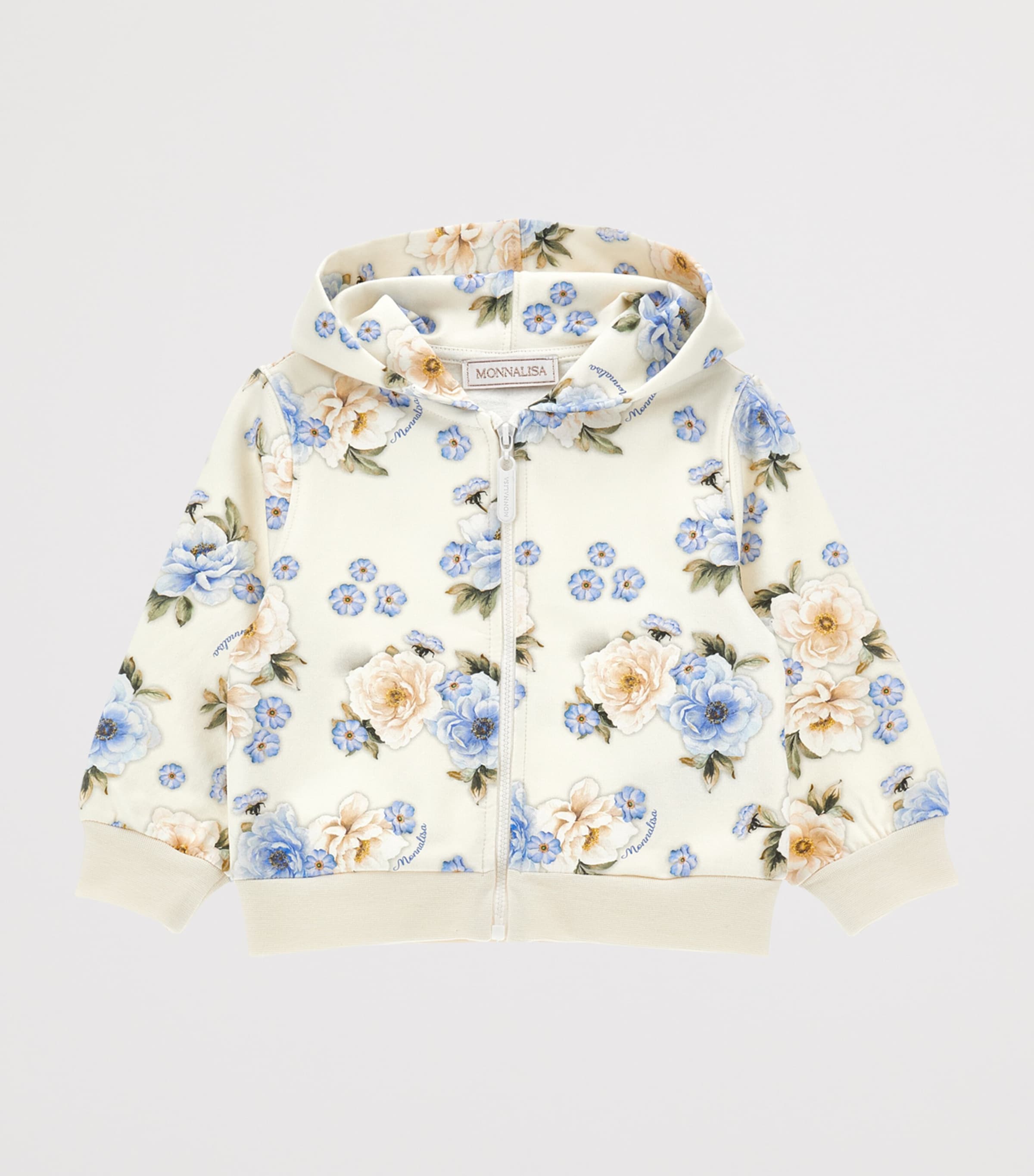 Floral Print Hoodie and Sweatpants Set (3-36 Months) ECRU/CELESTE Image 3