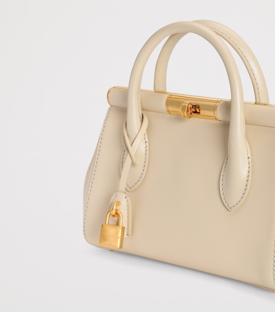 Dolce&Gabbana Mini Leather Marlene Top-Handle Bag Burro Image 8
