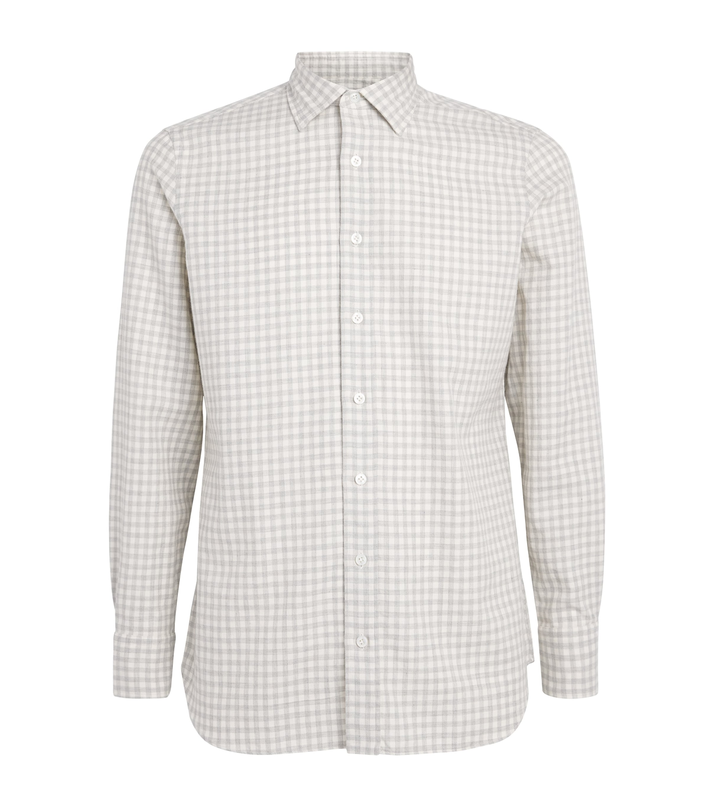 Lardini Mens Cotton Check Shirt Pdp Grey/white Image 1