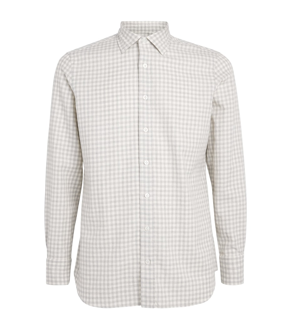 Lardini Mens Cotton Check Shirt Pdp Grey/white Image 1