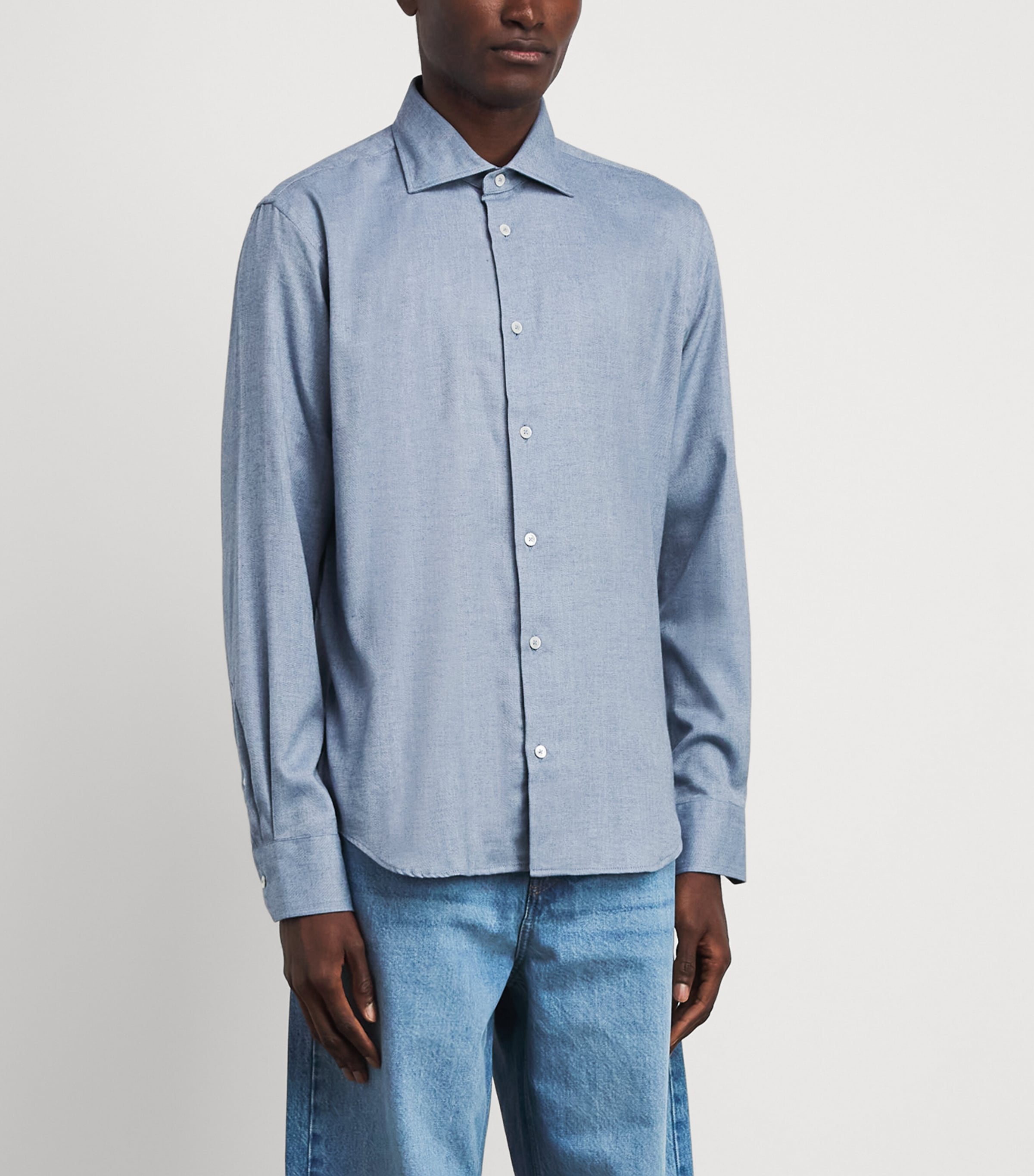 Maurizio Baldassari Mens Cotton-Lyocell Santini Shirt Air Blue Image 4