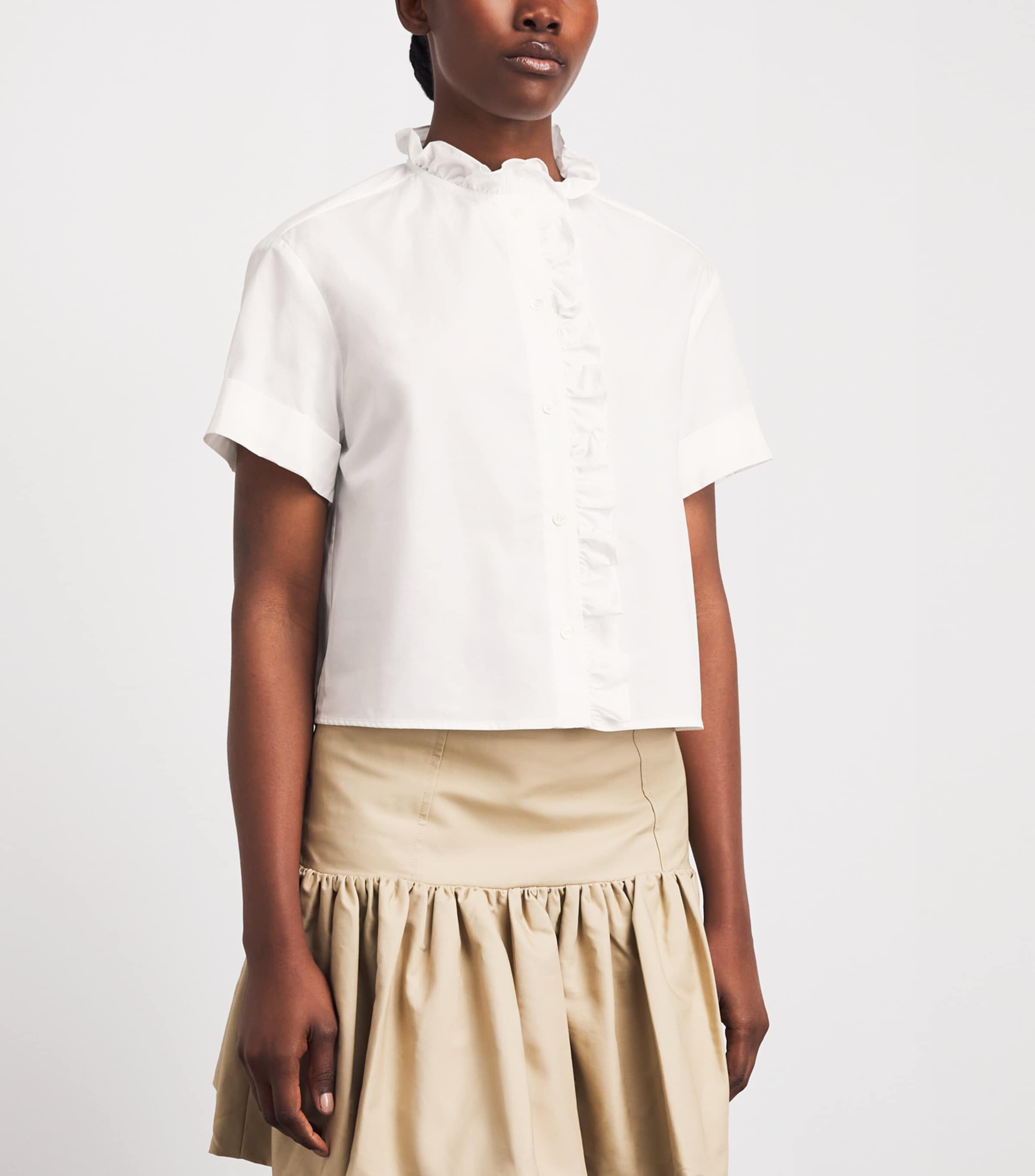Claudie Pierlot Womens Cotton Poplin Ruffle Blouse White Image 4