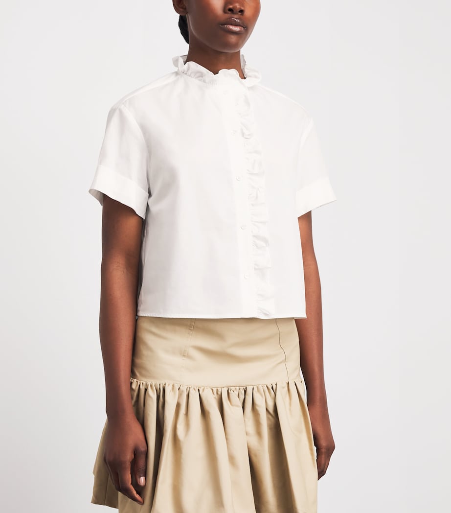 Claudie Pierlot Womens Cotton Poplin Ruffle Blouse White Image 4