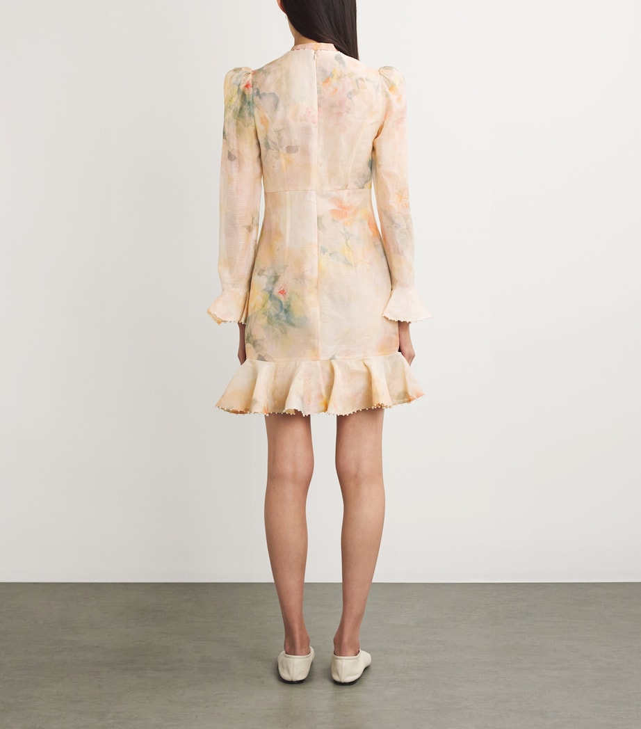 Zimmermann Womens Linen-Silk Flower-Embellished Mini Dress Ciaflociara Floral Image 3