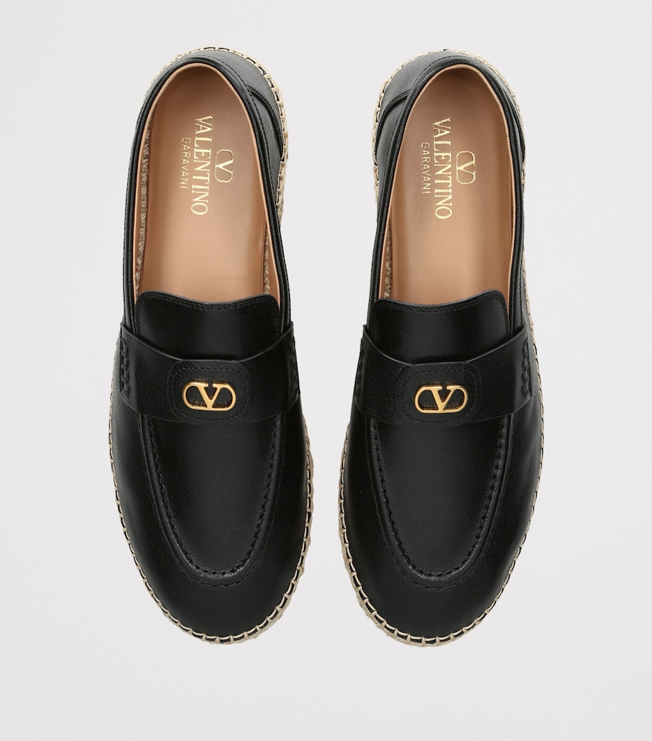 Valentino Garavani Leather Palm Avenue Espadrilles Black Image 4