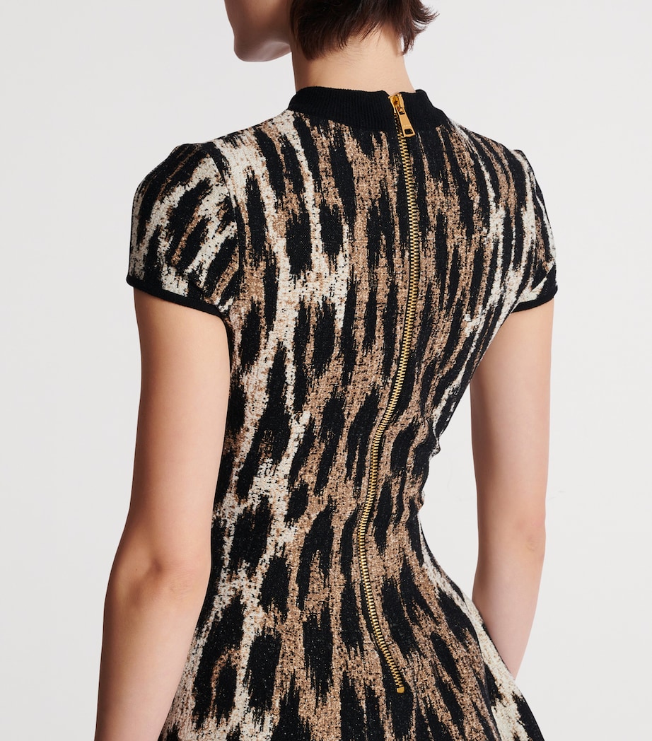 Leopard Print Mini Dress WHI MARRON/NATUREL Image 8