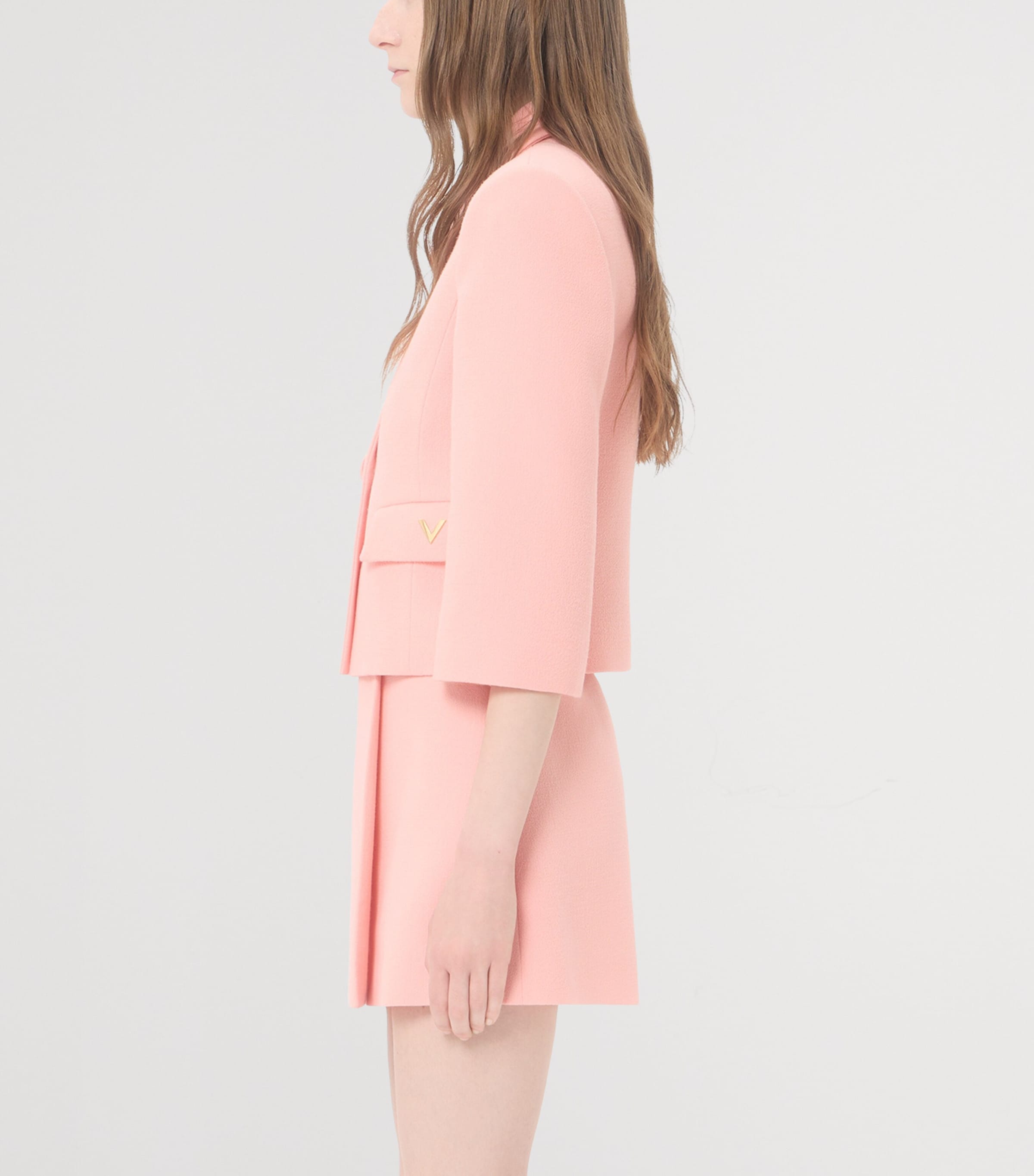 Valentino Womens Wool Crepe Cropped Blazer Image 4