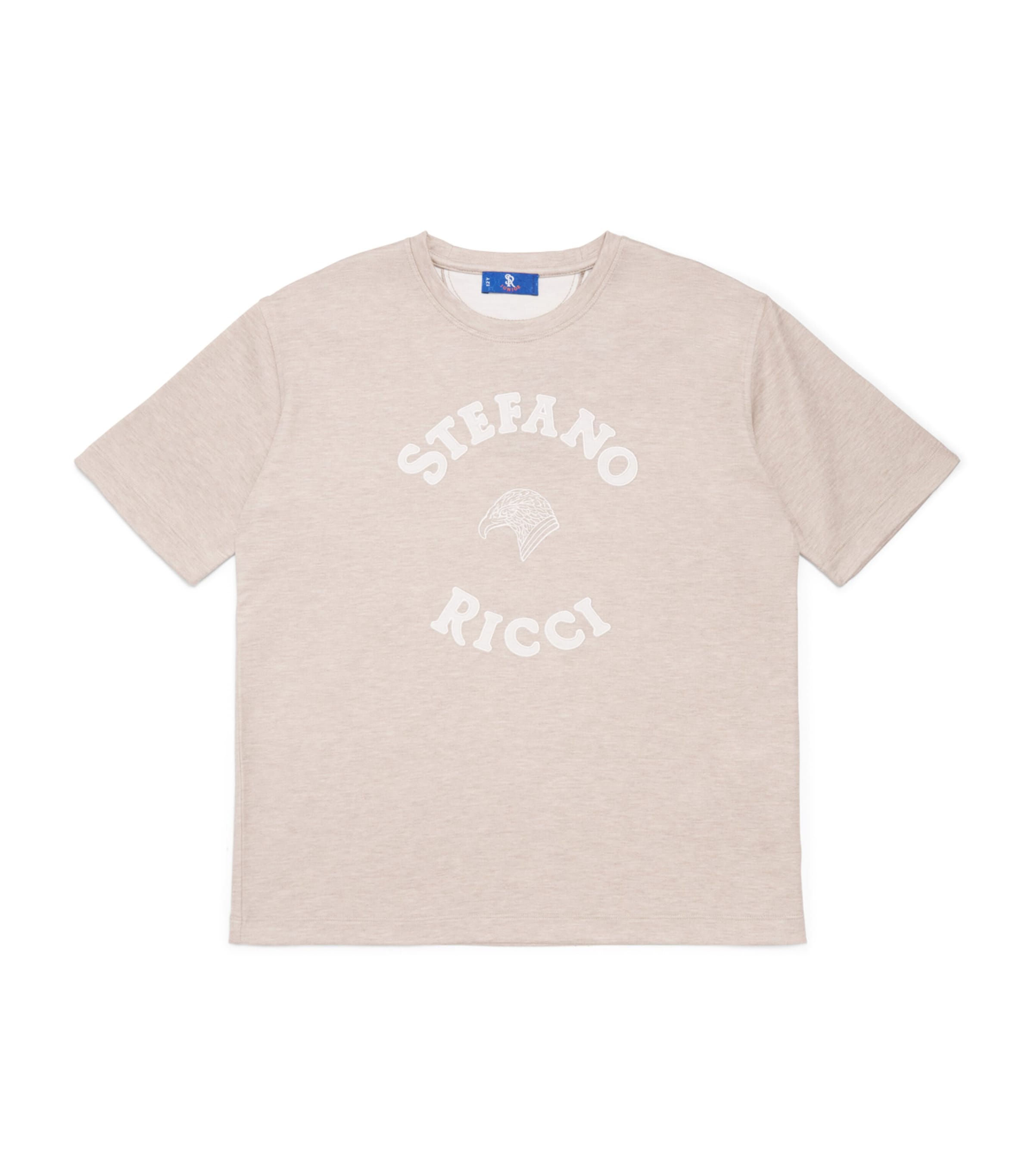 Stefano Ricci Kids Cotton-Silk-Blend Logo T-Shirt (4-16 Years) Beige Image 1