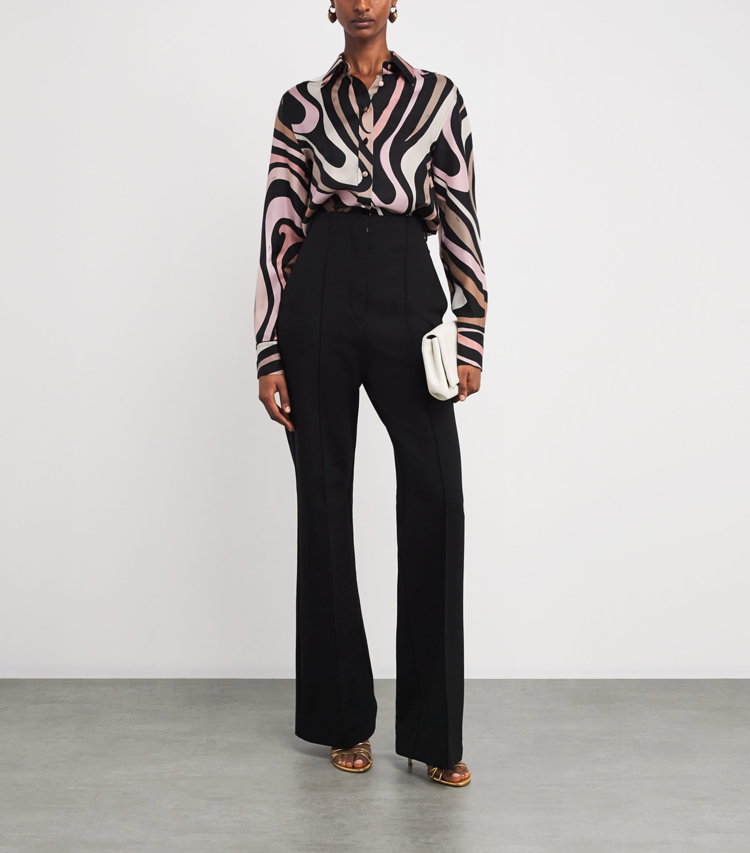 Silk Printed Blouse 001NERO/NUDE Image 2