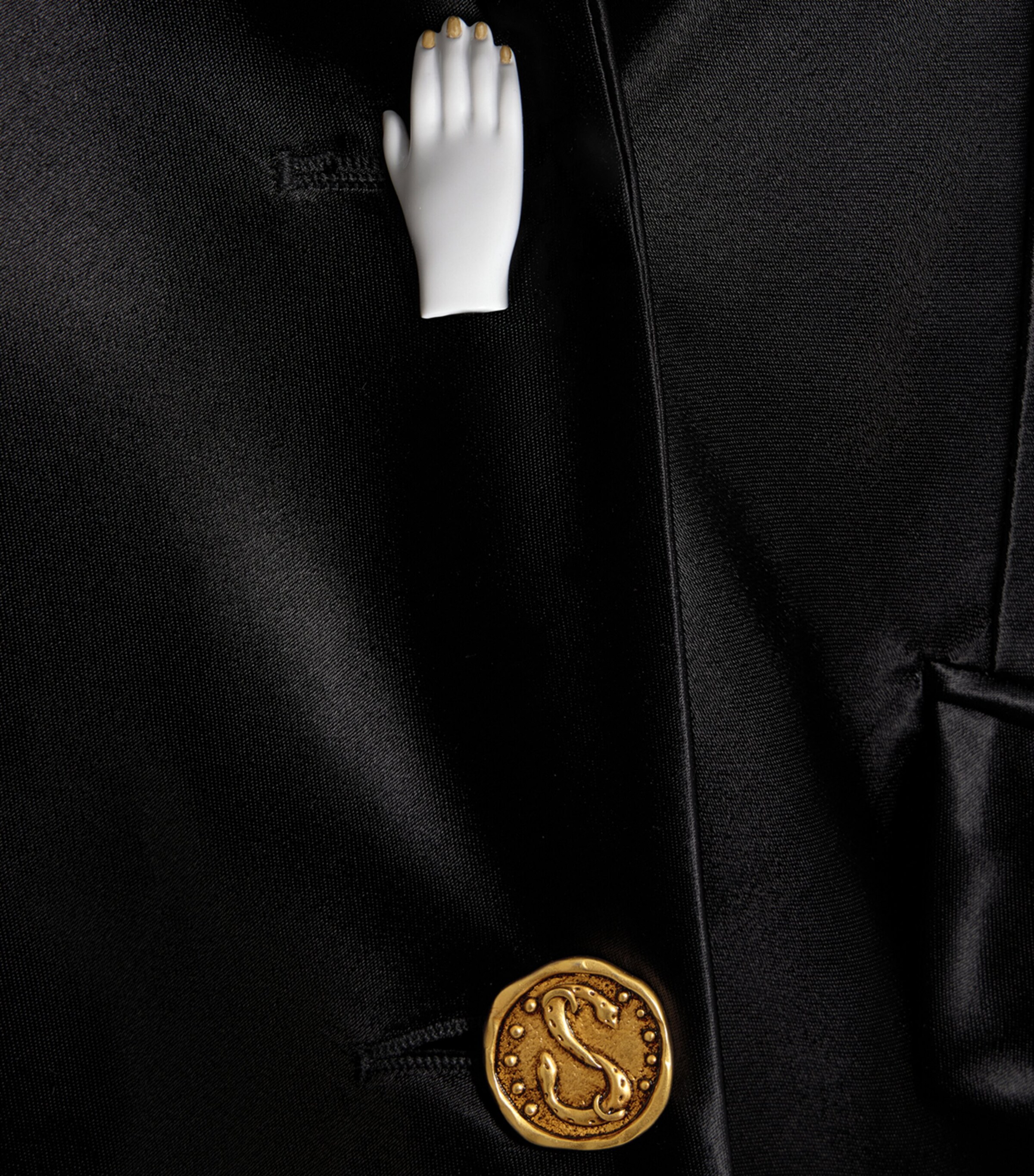 Schiaparelli Womens Satin Bias-Cut Tailored Jacket Black Image 7