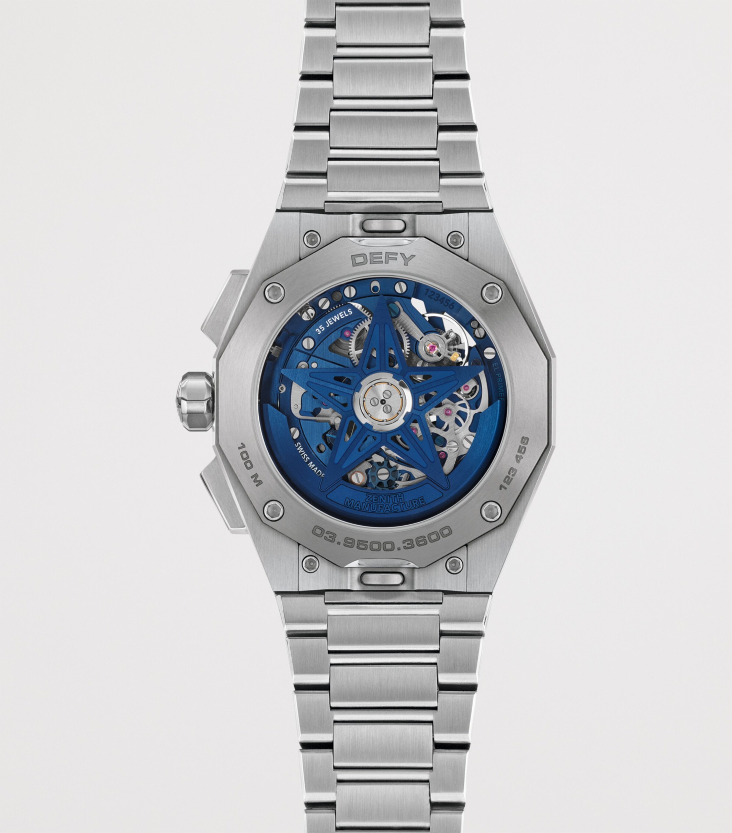Stainless Steel Defy Skyline Skeleton Watch 41mm BLUE Image 2
