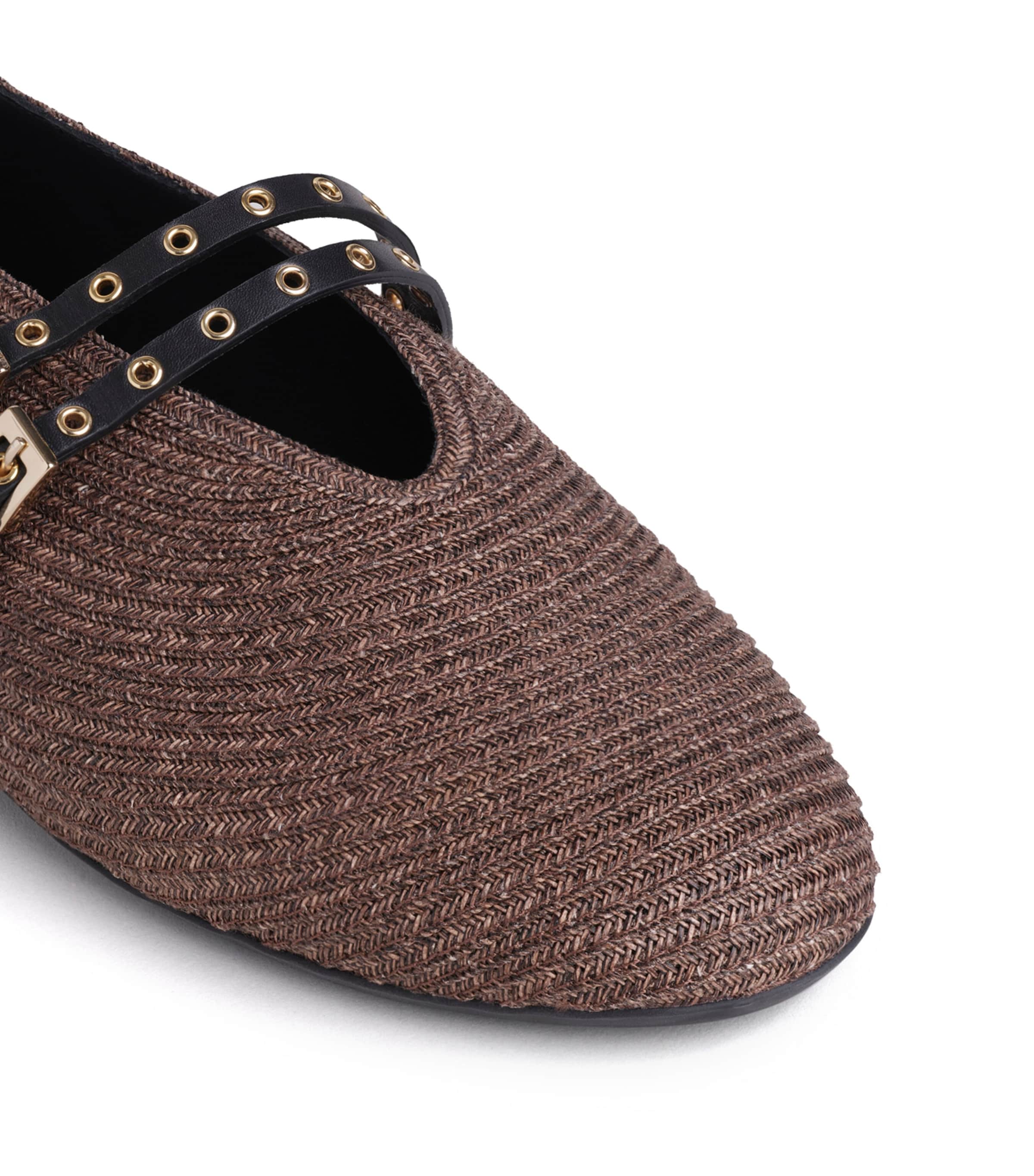 Alaïa Raffia-Leather Ballet Flats Brown Image 4
