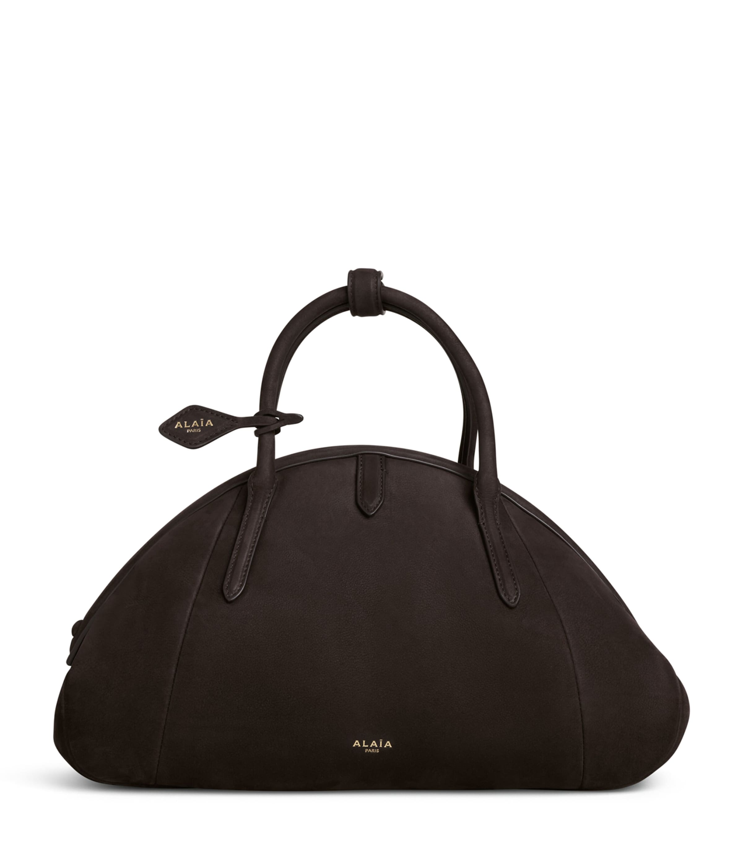 Alaïa Leather Purse Top-Handle Bag Dark Brown Image 1