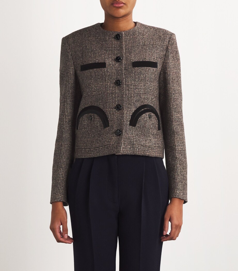 Alpaca-Wool-Blend Check Blazer 1 BROWN Image 3