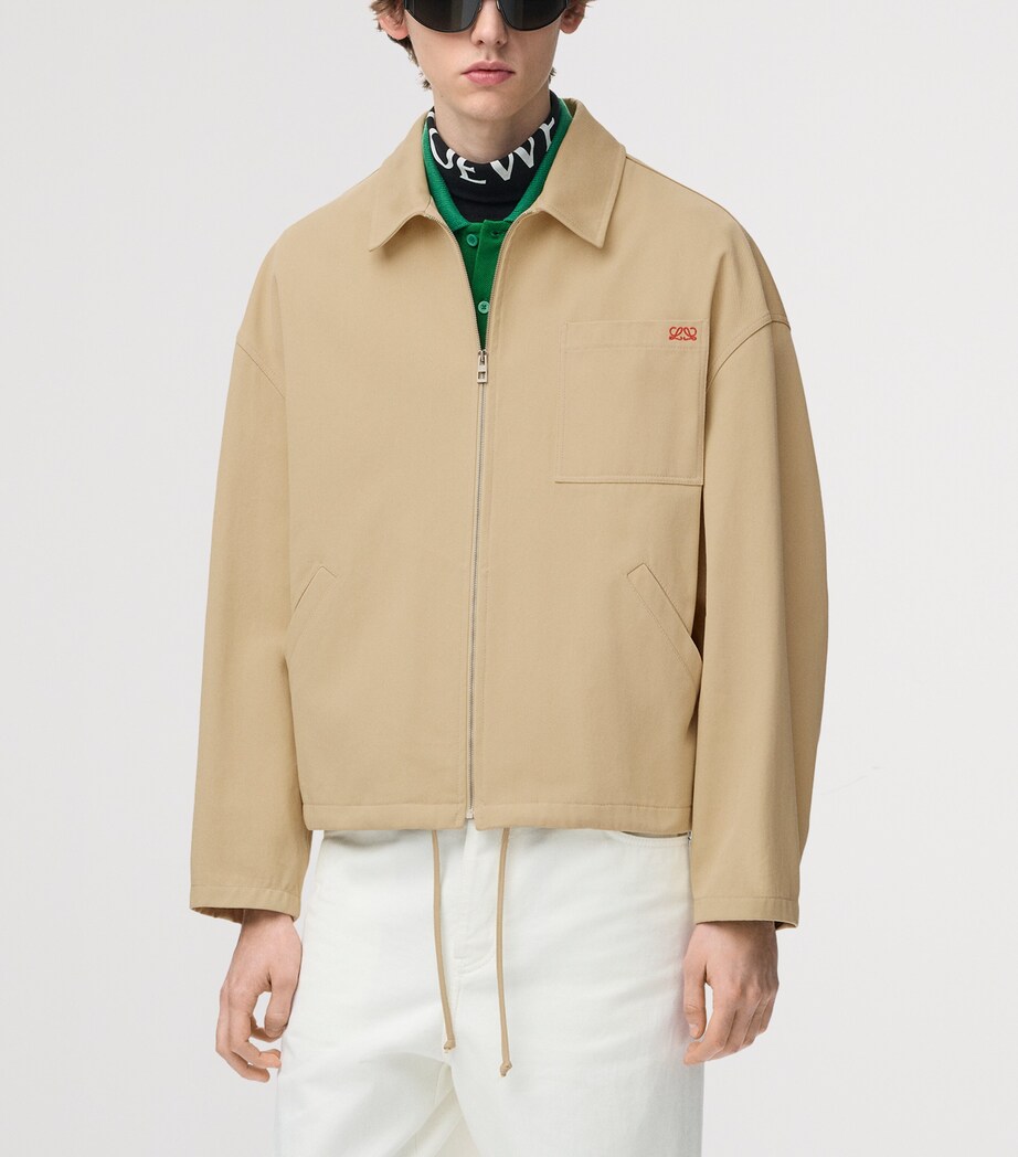 LOEWE Mens Canvas Zip-Up Jacket Beige Image 3