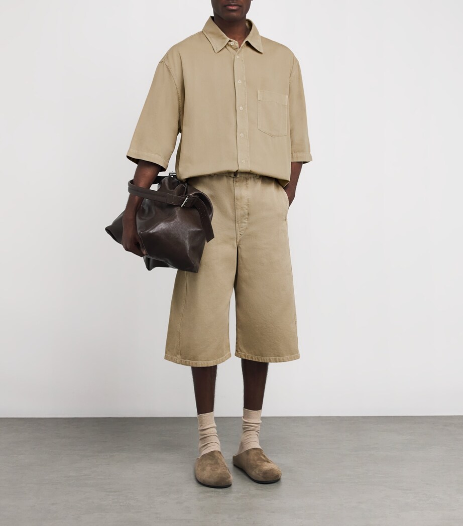 Lemaire Mens Oversized Denim Shirt Beige Image 2