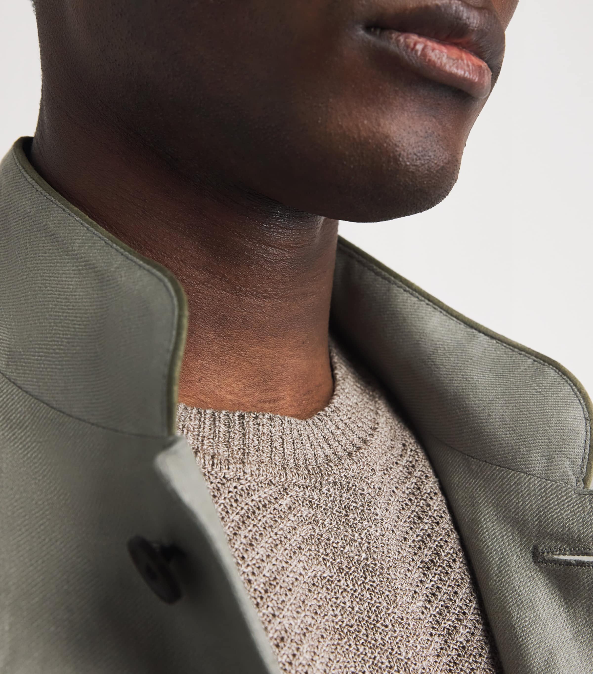 Brett Johnson Mens Linen-Silk Herringbone Sweater Mocha Image 3