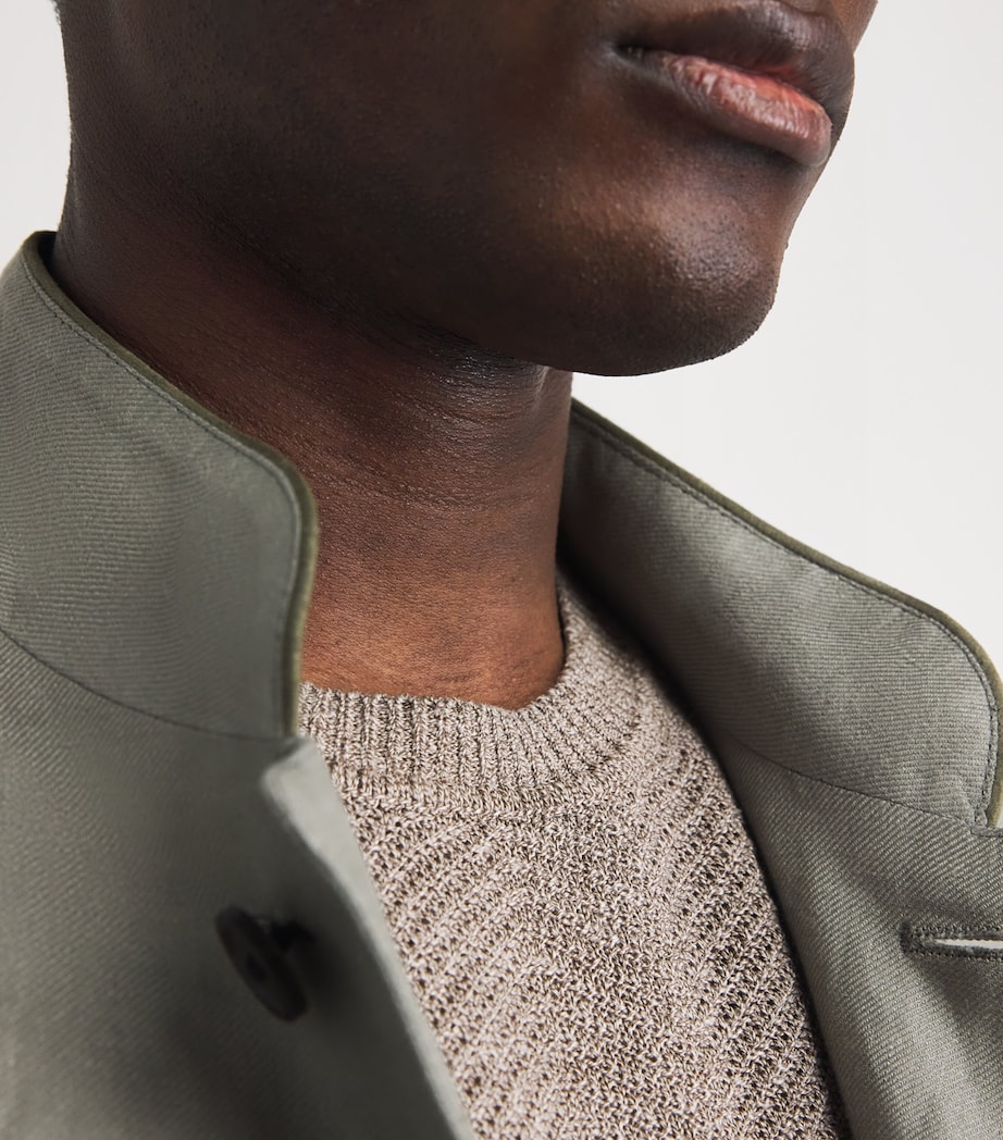 Brett Johnson Mens Linen-Silk Herringbone Sweater Mocha Image 3