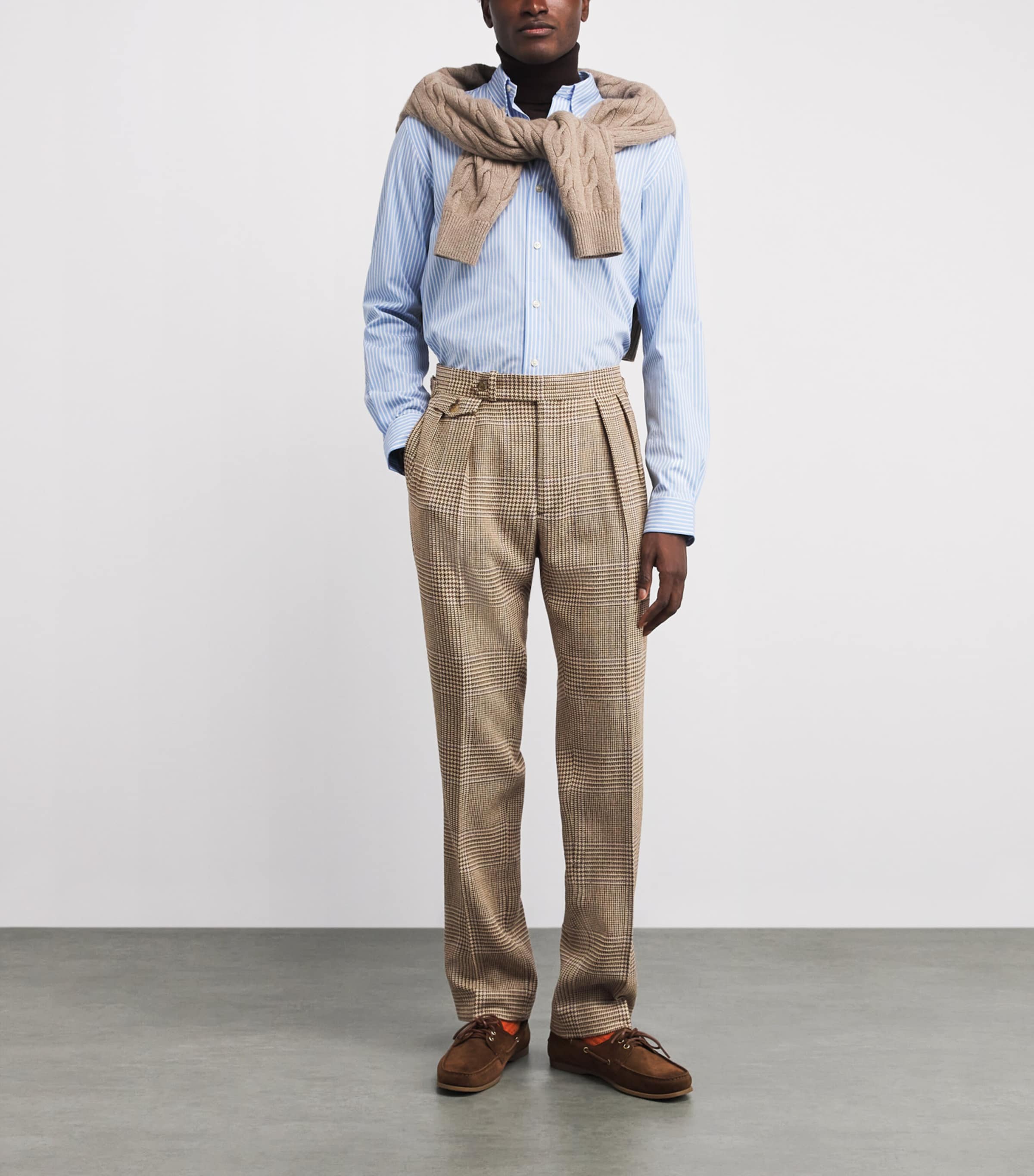 Silk-Blend Glen Plaid Trousers BROWN Image 2