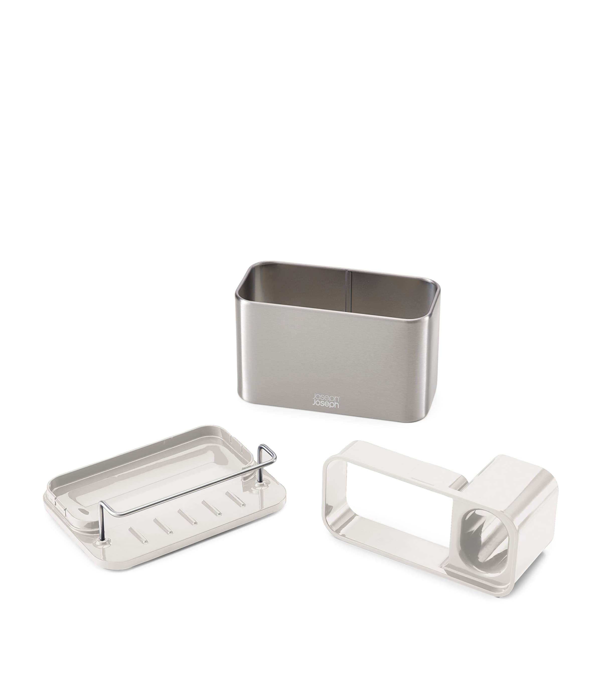 Joseph Joseph Stainless-Steel Surface Sinky Tidy Light Stone Image 4