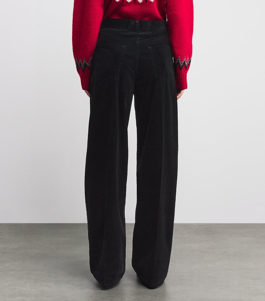 Cotton Corduroy Wide-Leg Trousers POLO BLACK Image 4