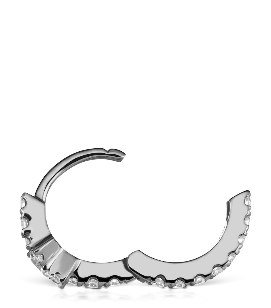 White Gold Diamond Star Eternity Hoop Earring (6.5mm) WHITE GOLD Image 3